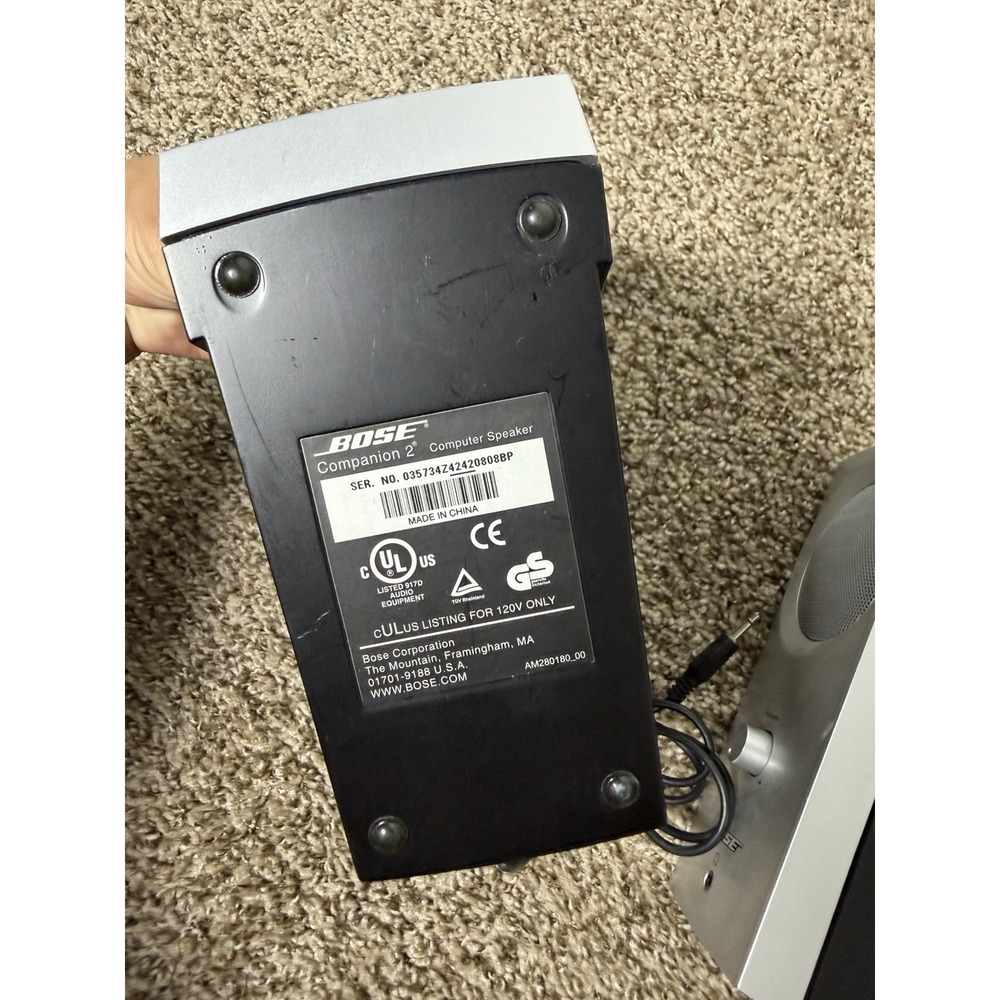 Bose Companion 2 Multimedia Computer Speakers Silver w/ Power Adapter Tested - Picture 6 of 10